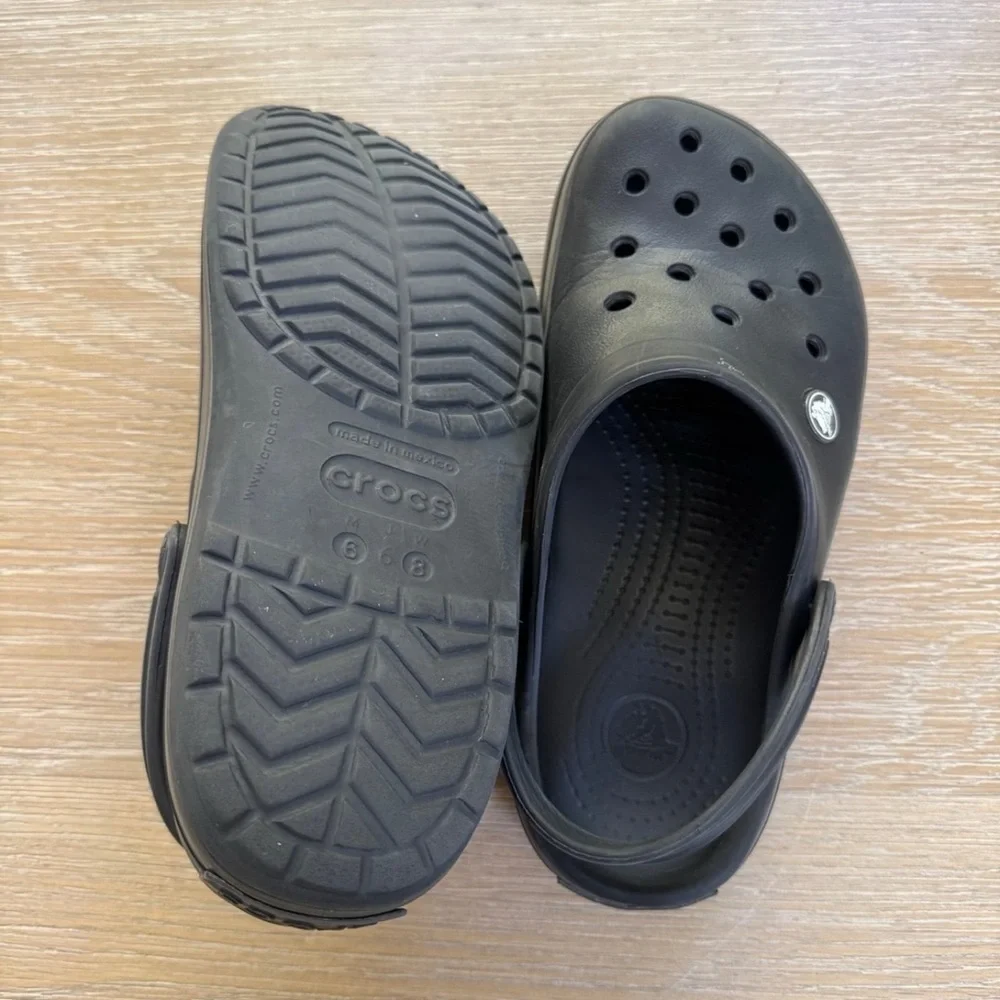 CROCS black & gray color combo crocband platform rubber shoes size 6 kids youth